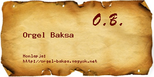 Orgel Baksa névjegykártya